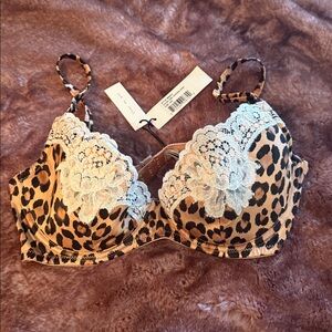 FLEUR DU MAL BRA ONLY SZ 34D, Fierce leopard print w/lace trim. New with tags.